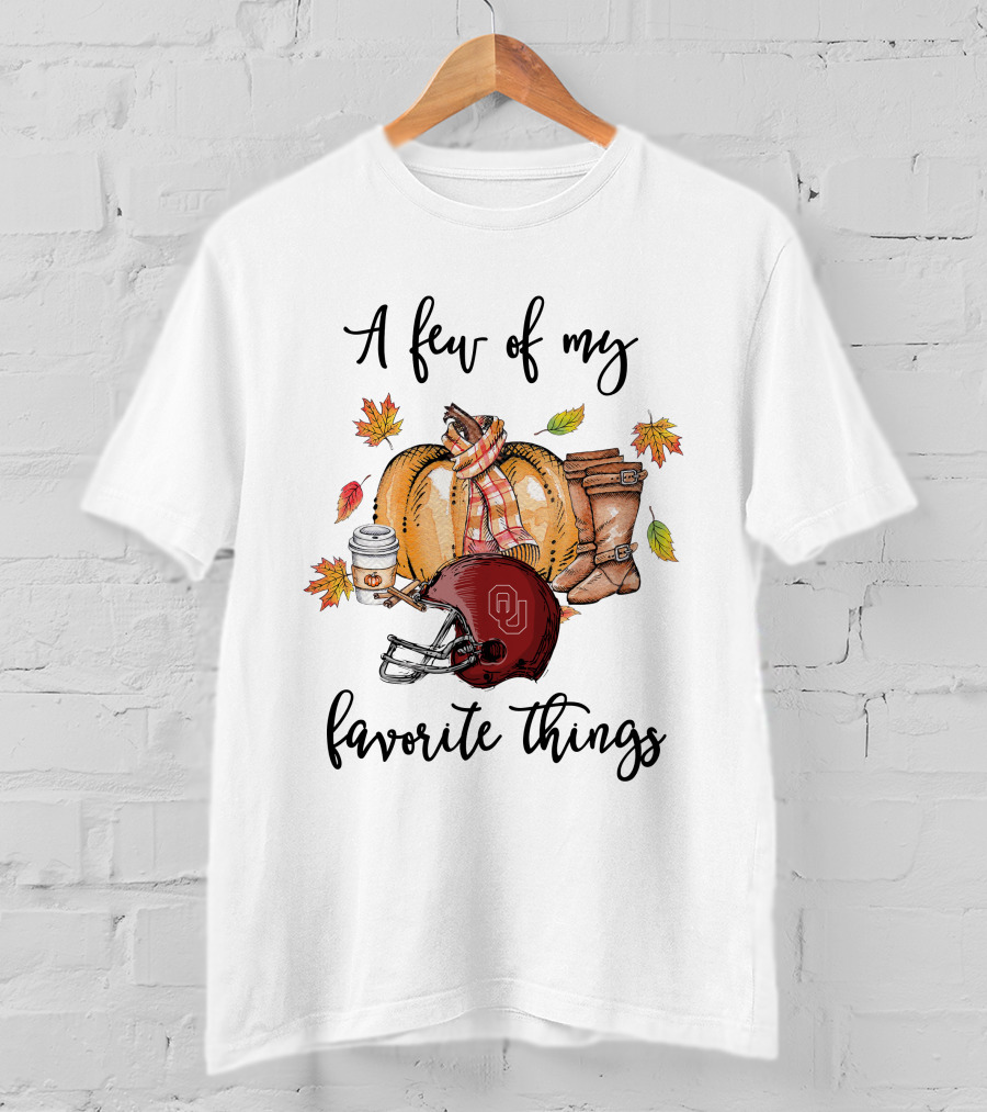 A Few Of My Favorite Things Oklahoma Sooners Football Autumn Leaves Boots Coffee T-Shirt