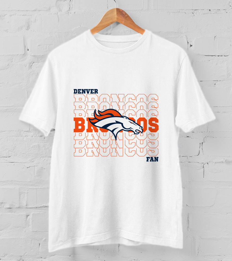 Denver Broncos Fan Bold Logo Overlapping Text T-Shirt