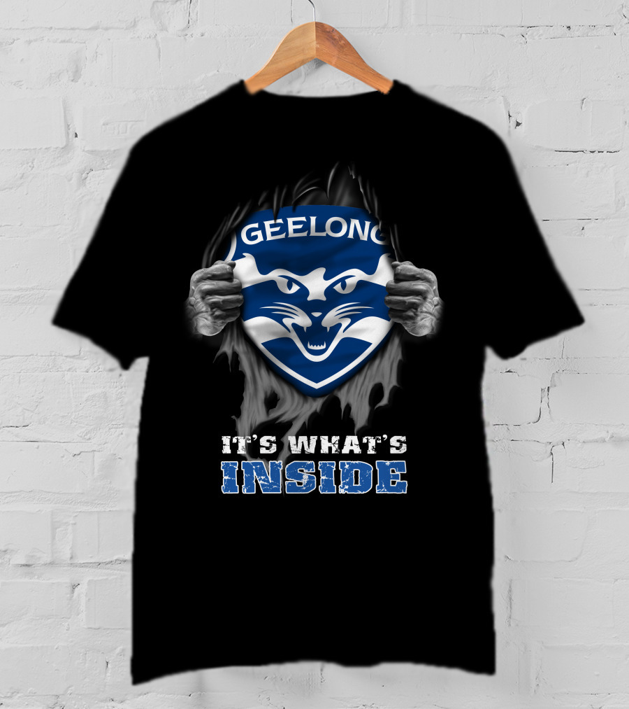 Geelong Cats It's What's Inside Shield Fan T-Shirt