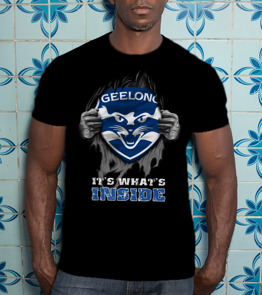 Geelong Cats It's What's Inside Shield Fan T-Shirt