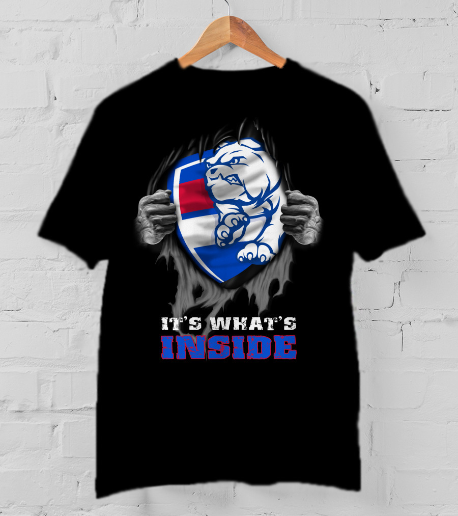 It's What's Inside Western Bulldogs Graphic With Bulldog Shield And Clawed Hands T-Shirt