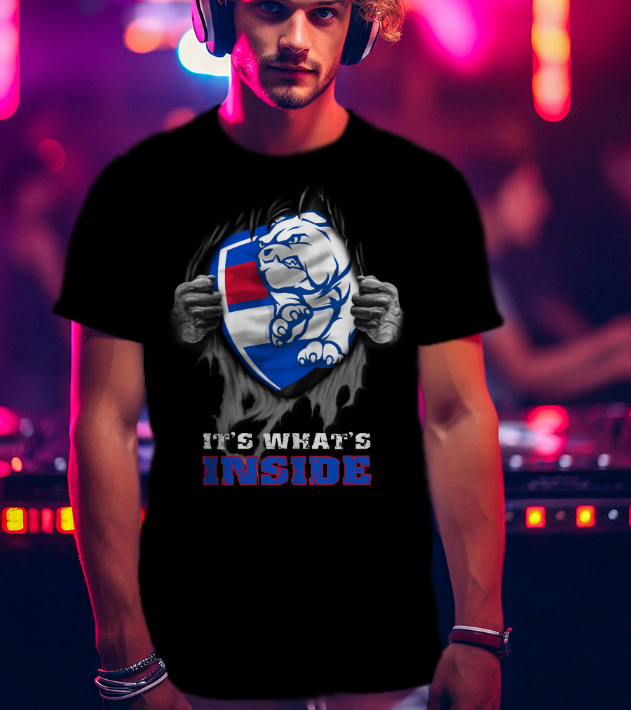 It's What's Inside Western Bulldogs Graphic With Bulldog Shield And Clawed Hands T-Shirt