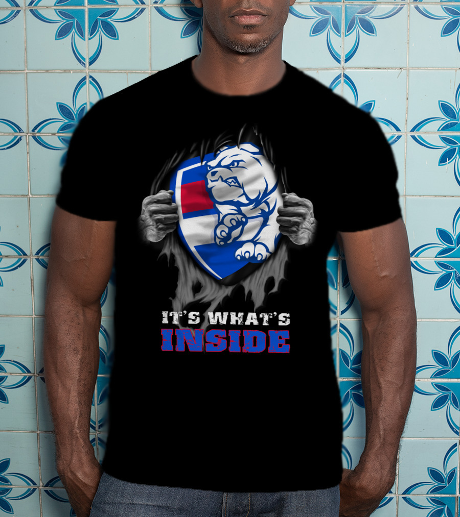 It's What's Inside Western Bulldogs Graphic With Bulldog Shield And Clawed Hands T-Shirt