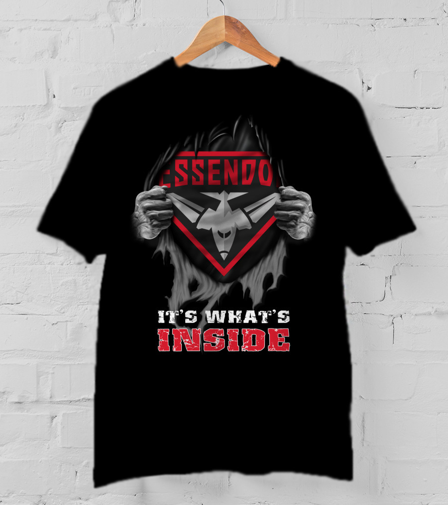 Essendon Bombers It's What's Inside Rugby Logo With Torn Effect T-Shirt