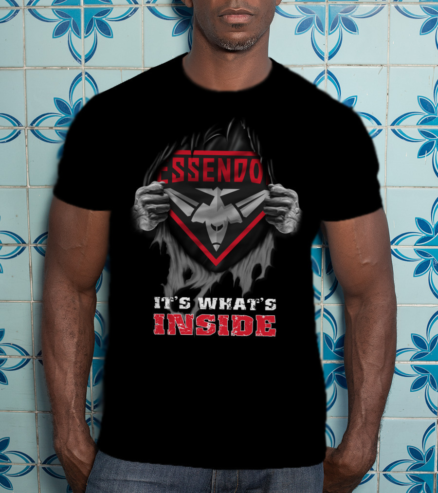 Essendon Bombers It's What's Inside Rugby Logo With Torn Effect T-Shirt