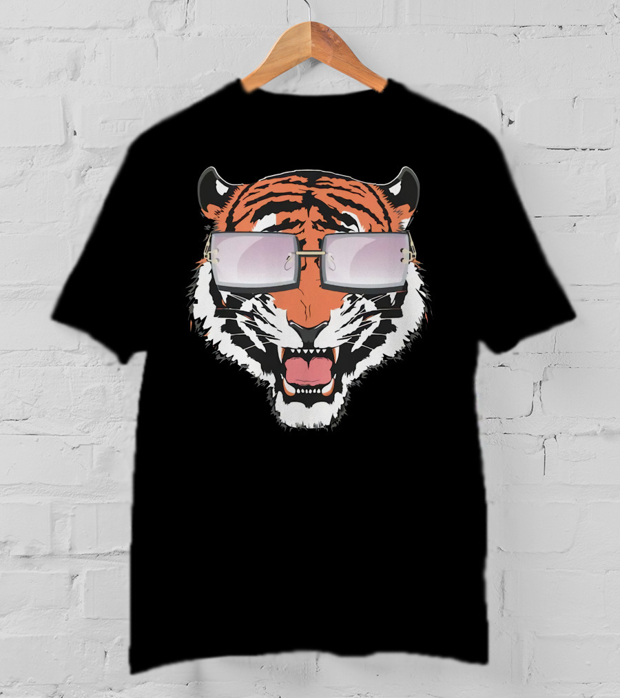 Cincinnati Bengals Tiger Head In Sunglasses T-Shirt