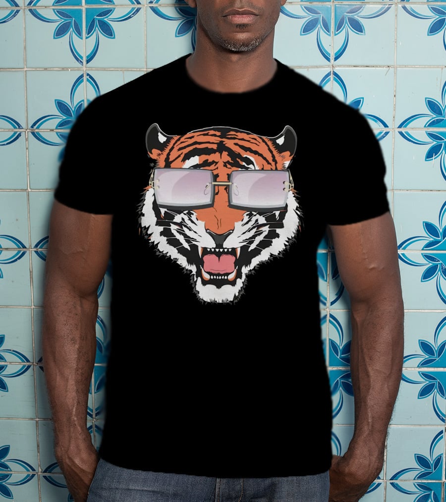 Cincinnati Bengals Tiger Head In Sunglasses T-Shirt