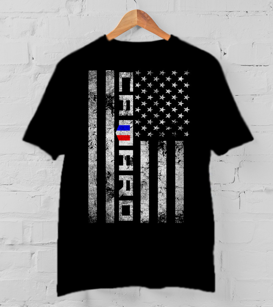 CAMARO American Flag Vertical Stripes Grunge T-Shirt