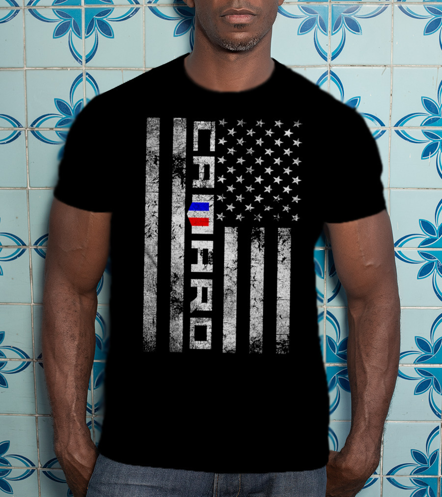 CAMARO American Flag Vertical Stripes Grunge T-Shirt
