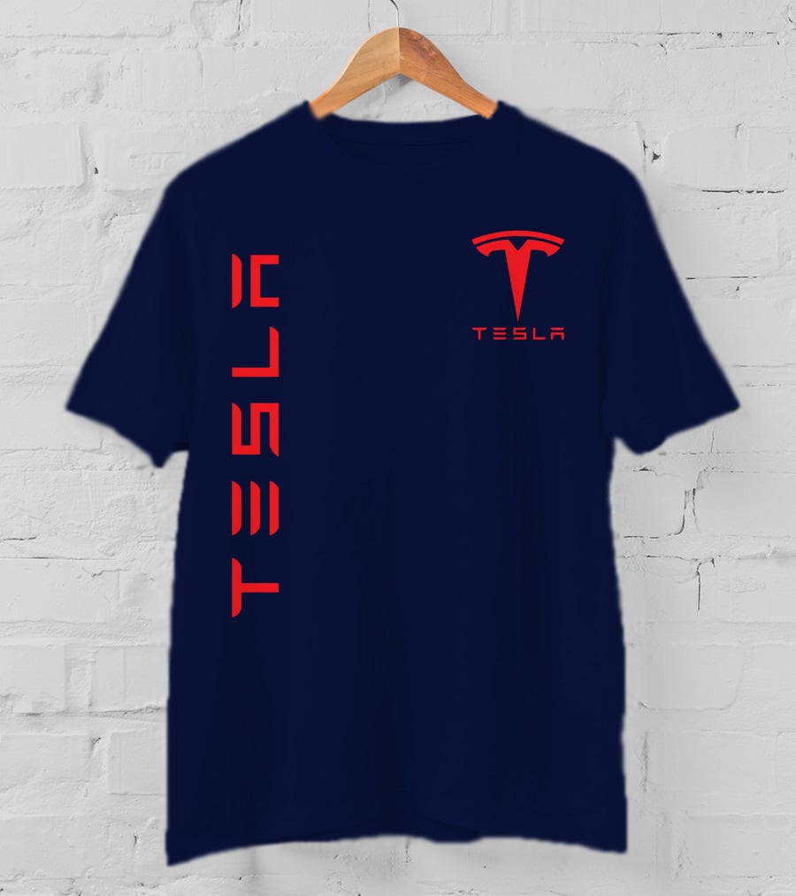 Tesla Logo And Stylized Lettering T-Shirt