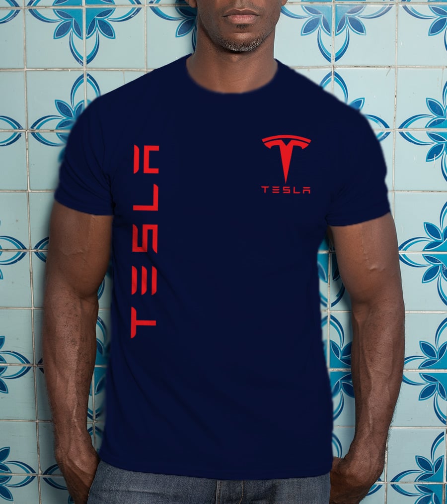 Tesla Logo And Stylized Lettering T-Shirt