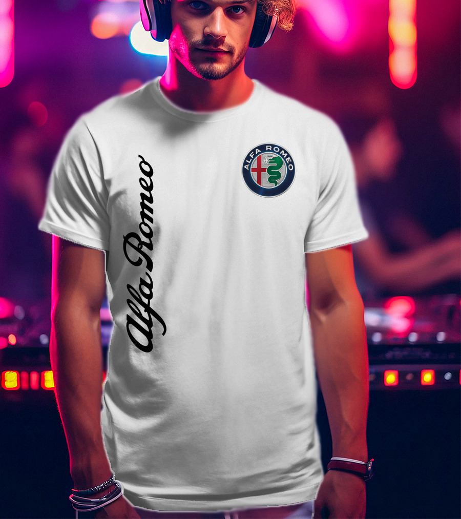 Alfa Romeo Vertical Script With Emblem T-Shirt