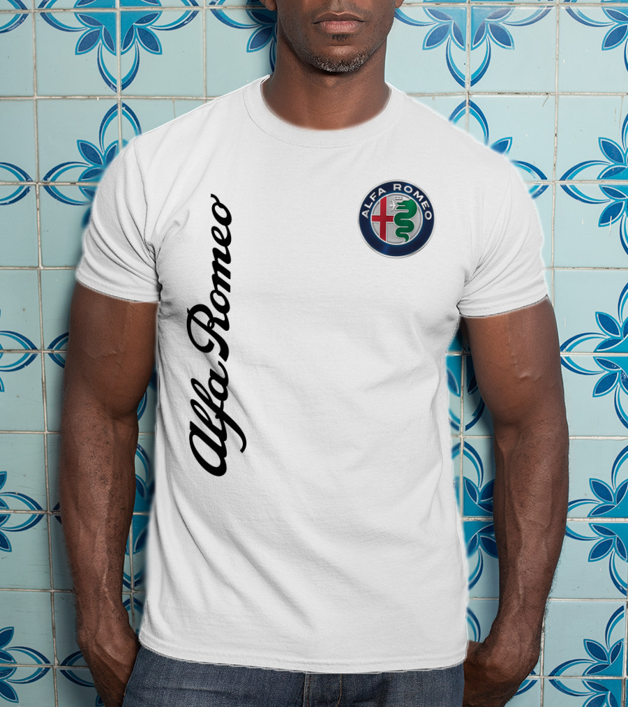 Alfa Romeo Vertical Script With Emblem T-Shirt