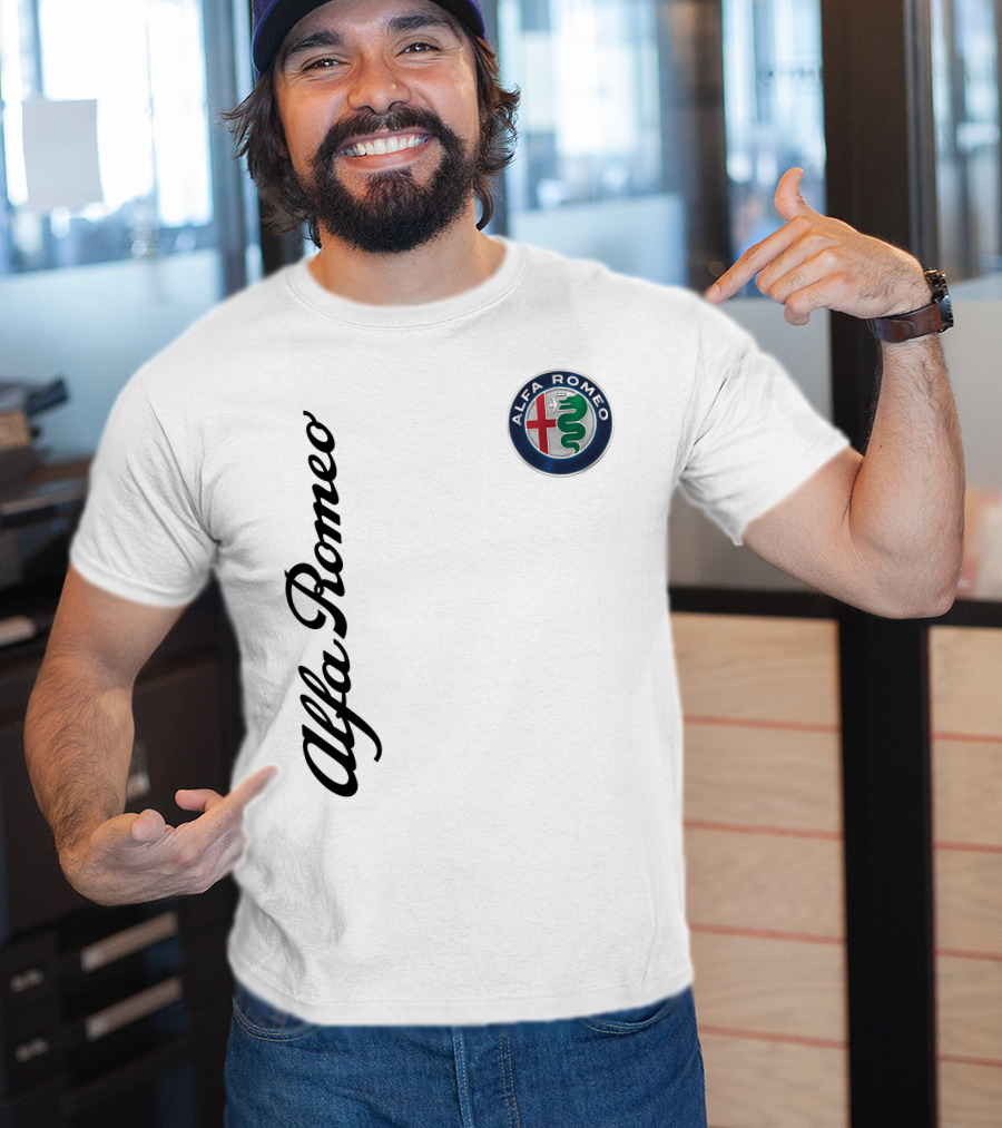 Alfa Romeo Vertical Script With Emblem T-Shirt