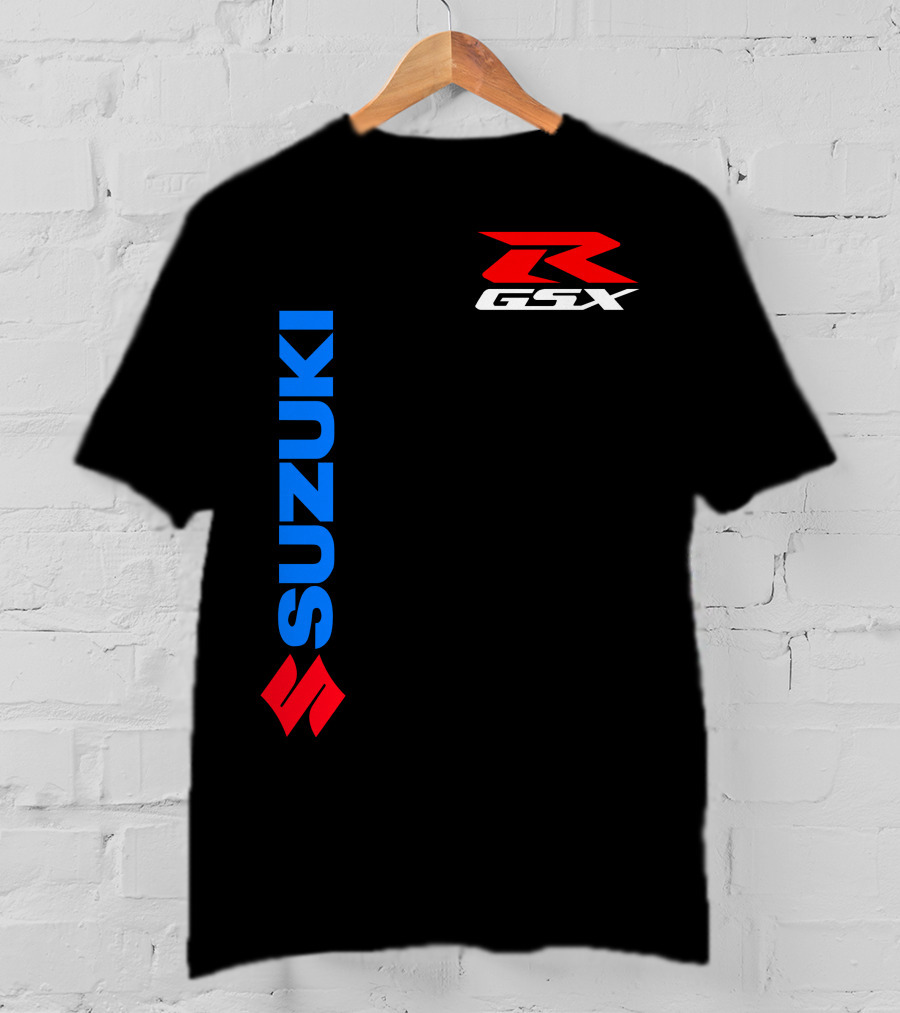 SUZUKI GSX-R Vertical Blue Red Logo Branding T-Shirt