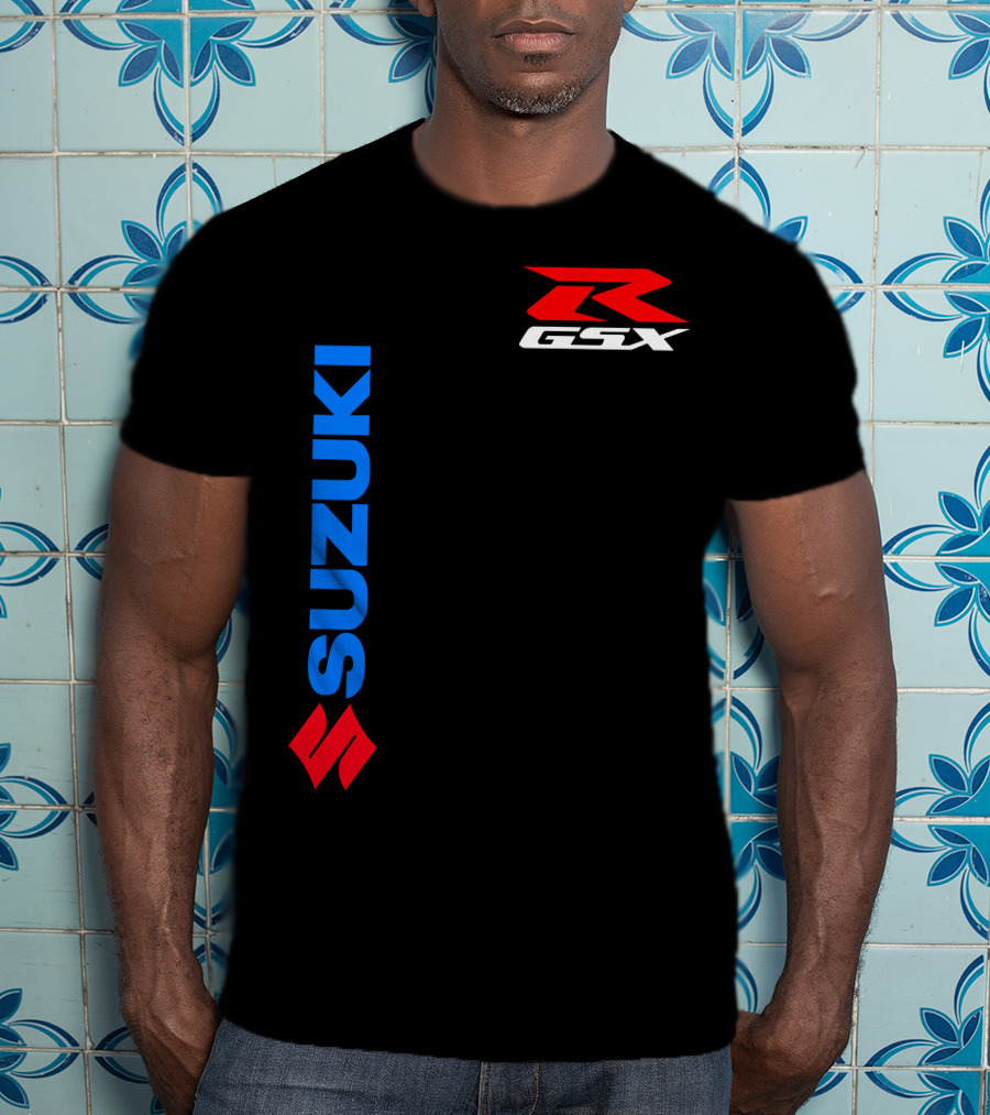 SUZUKI GSX-R Vertical Blue Red Logo Branding T-Shirt