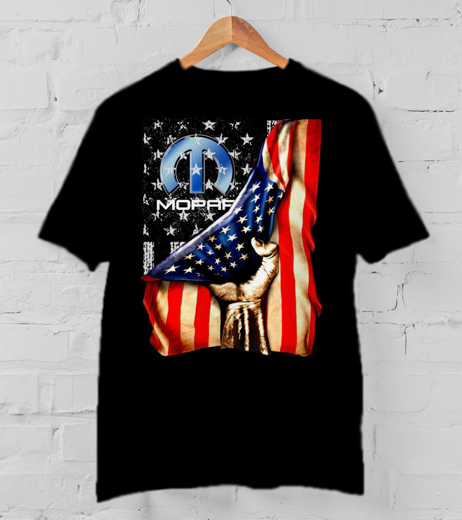 MOPAR American Flag Grunge Style With Fist And Stars T-Shirt