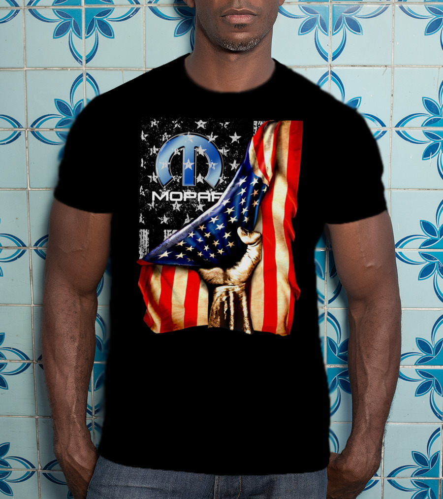 MOPAR American Flag Grunge Style With Fist And Stars T-Shirt