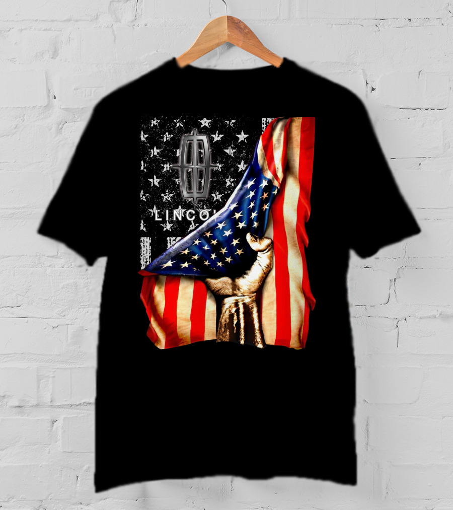 Lincoln Flag Stars And Stripes With Hand T-Shirt