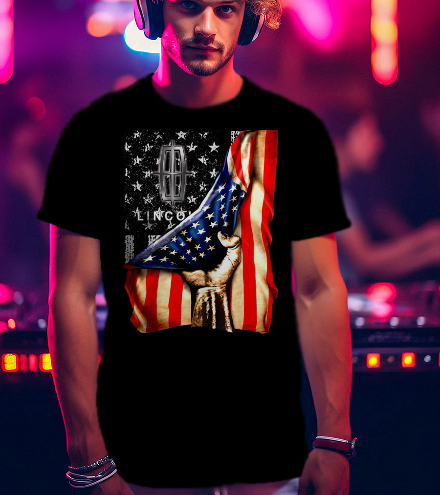Lincoln Flag Stars And Stripes With Hand T-Shirt