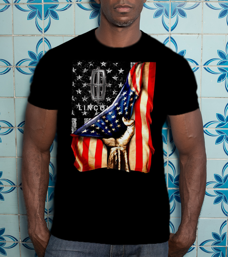 Lincoln Flag Stars And Stripes With Hand T-Shirt
