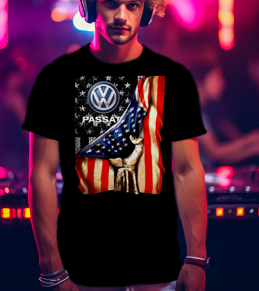 Volkswagen Passat American Flag Stars And Stripes Fist T-Shirt