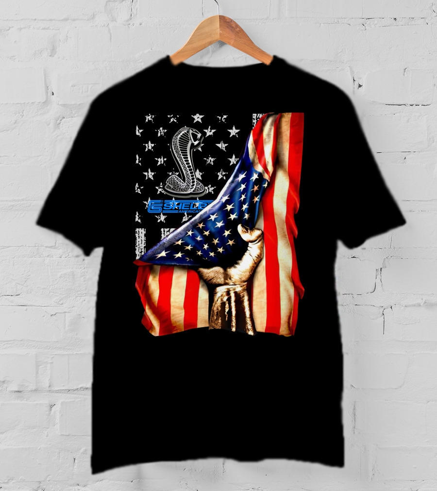 SHELBY AMERICA FLAG COBRA STAR SYMBOL FIST GRIP T-Shirt