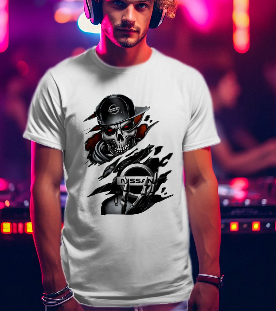 Nissan Navara Skeleton Graphic With Logo And Cap T-Shirt