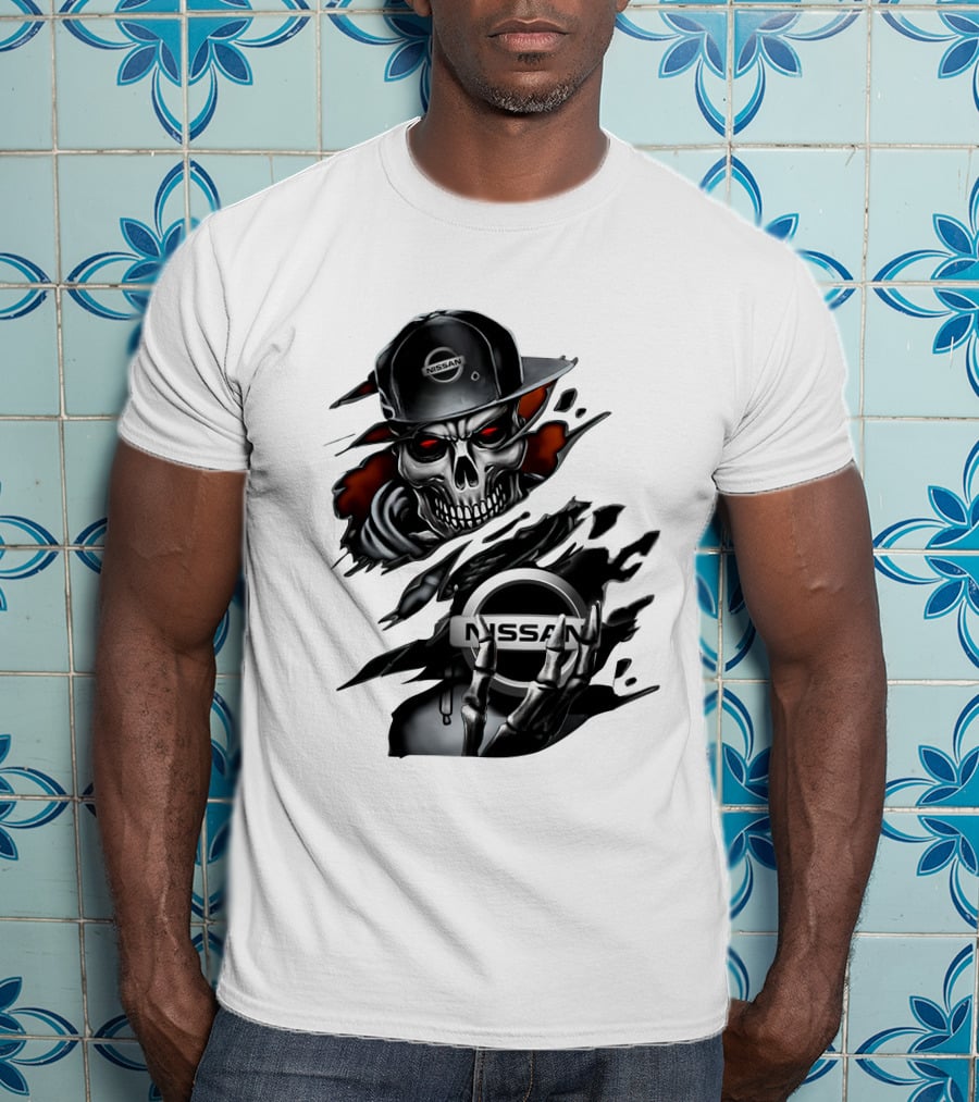 Nissan Navara Skeleton Graphic With Logo And Cap T-Shirt