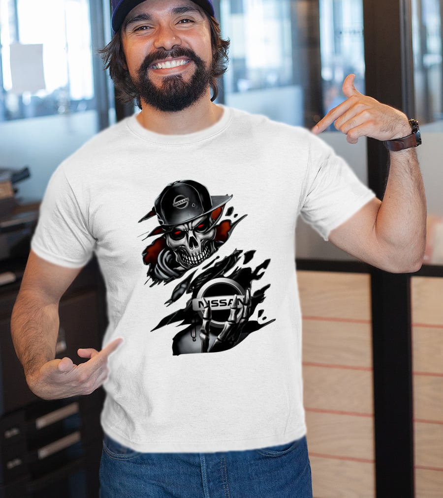Nissan Navara Skeleton Graphic With Logo And Cap T-Shirt