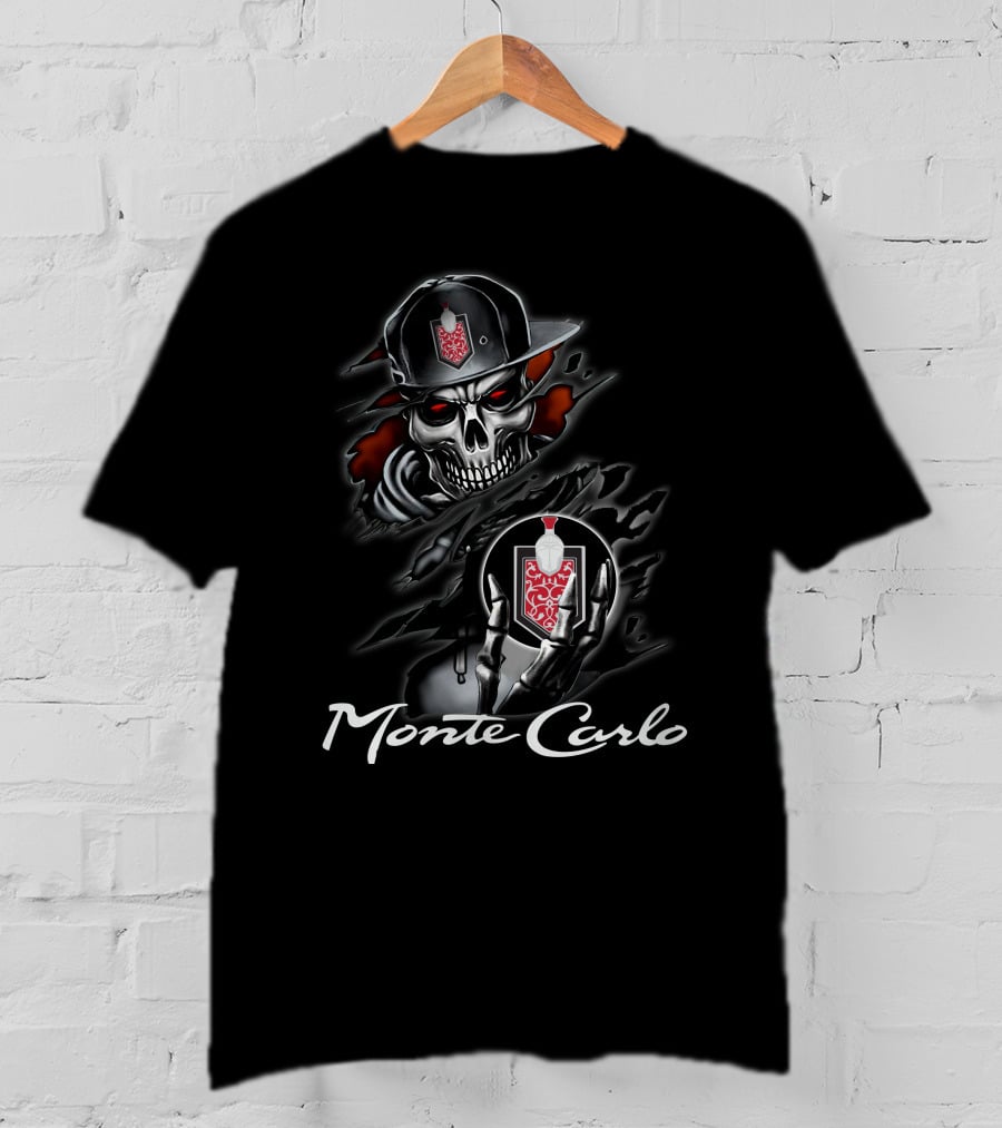 Monte Carlo Skull With Red Emblem And Cap T-Shirt