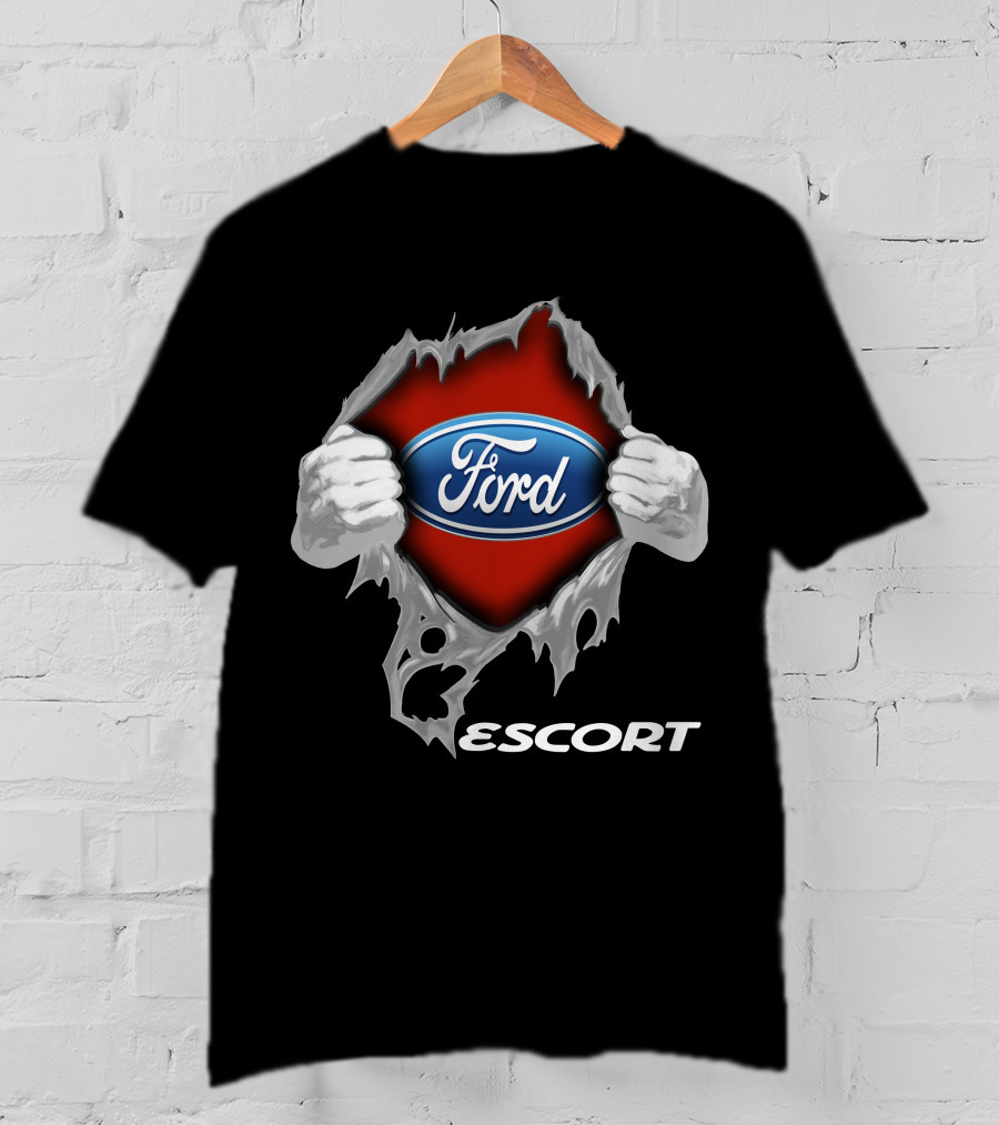 Ford Escort 01 Logo Display With Torn Effect T-Shirt