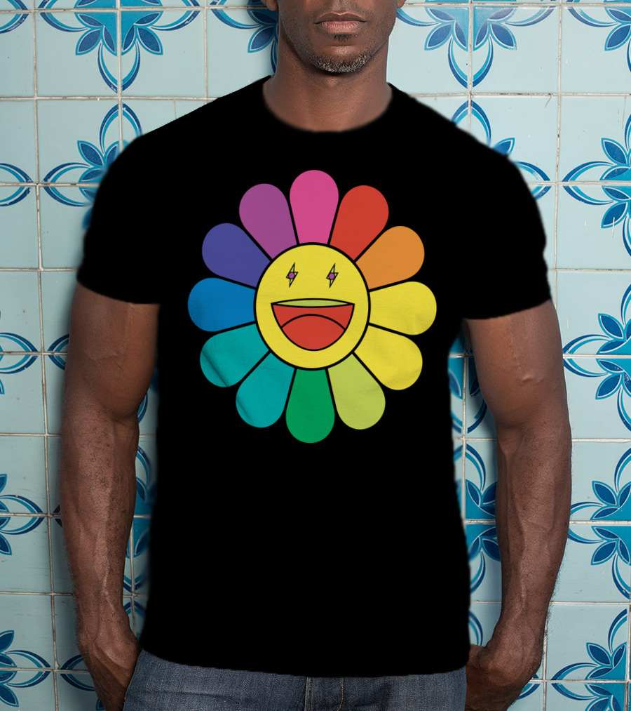 J Balvin Colores Rainbow Flower Smiley Face T-Shirt