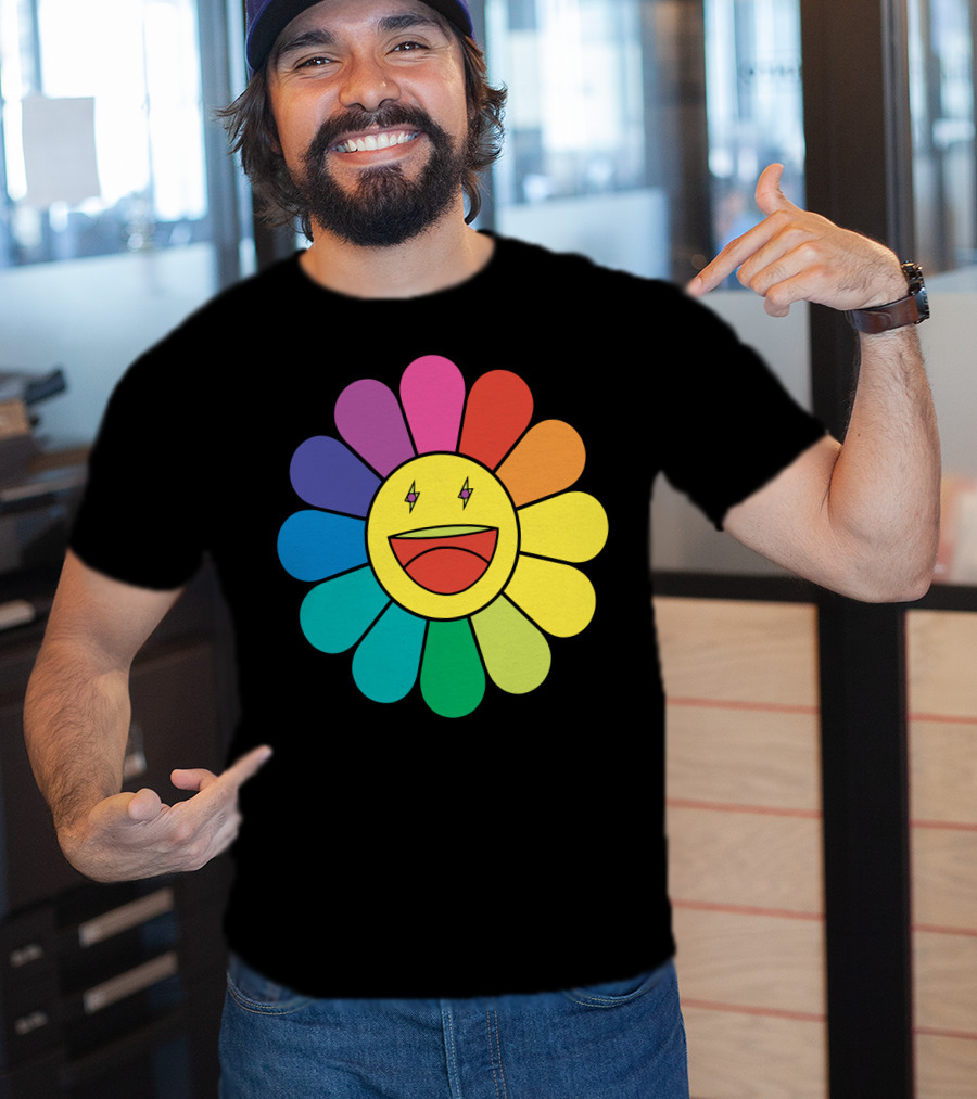J Balvin Colores Rainbow Flower Smiley Face T-Shirt
