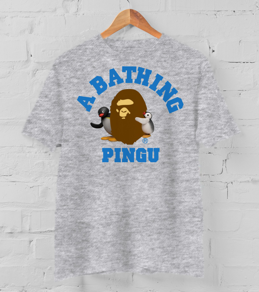 A Bathing Ape Pingu Collaboration Featuring Iconic Characters T-Shirt