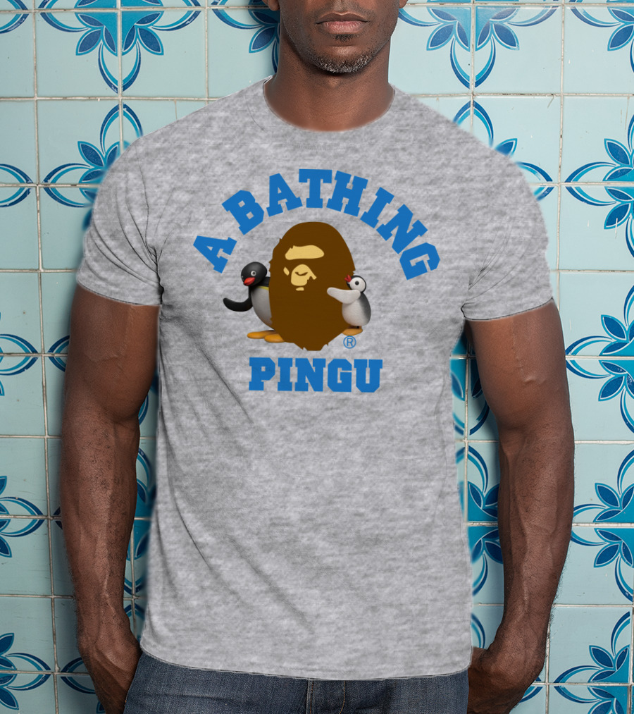 A Bathing Ape Pingu Collaboration Featuring Iconic Characters T-Shirt