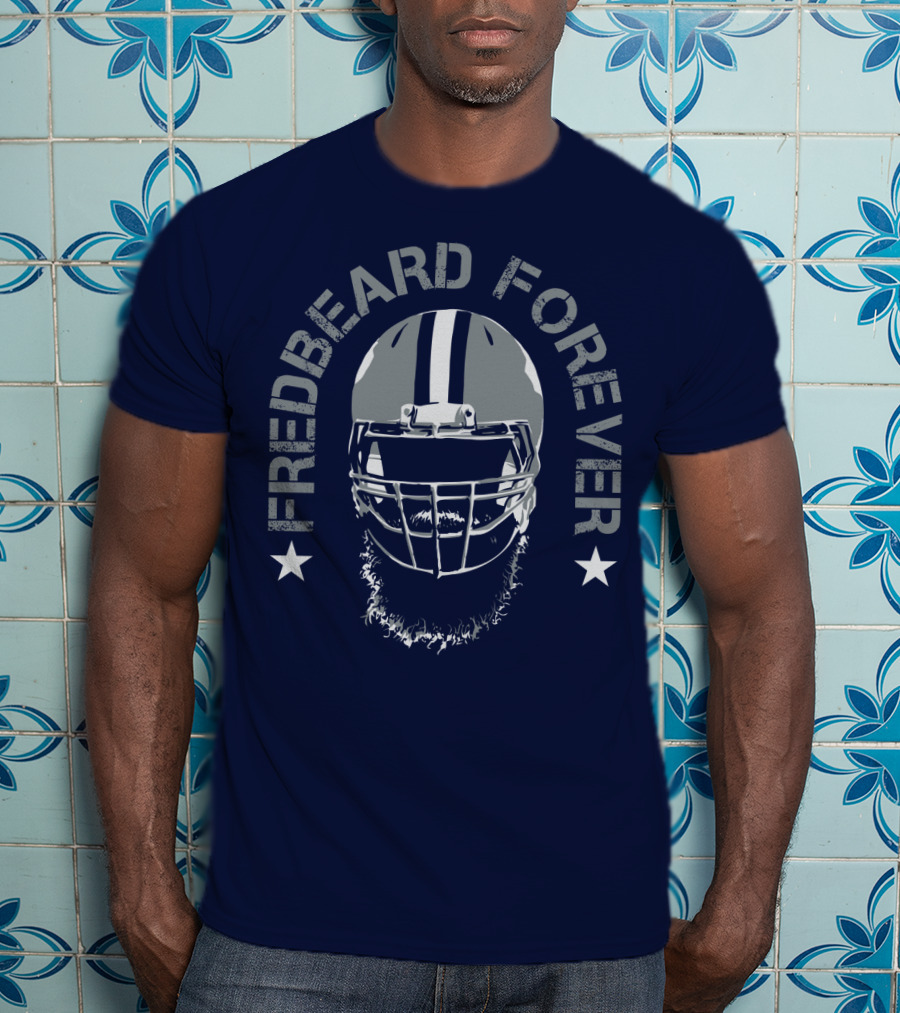 Fredbeard Forever Football Helmet Beard Star T-Shirt