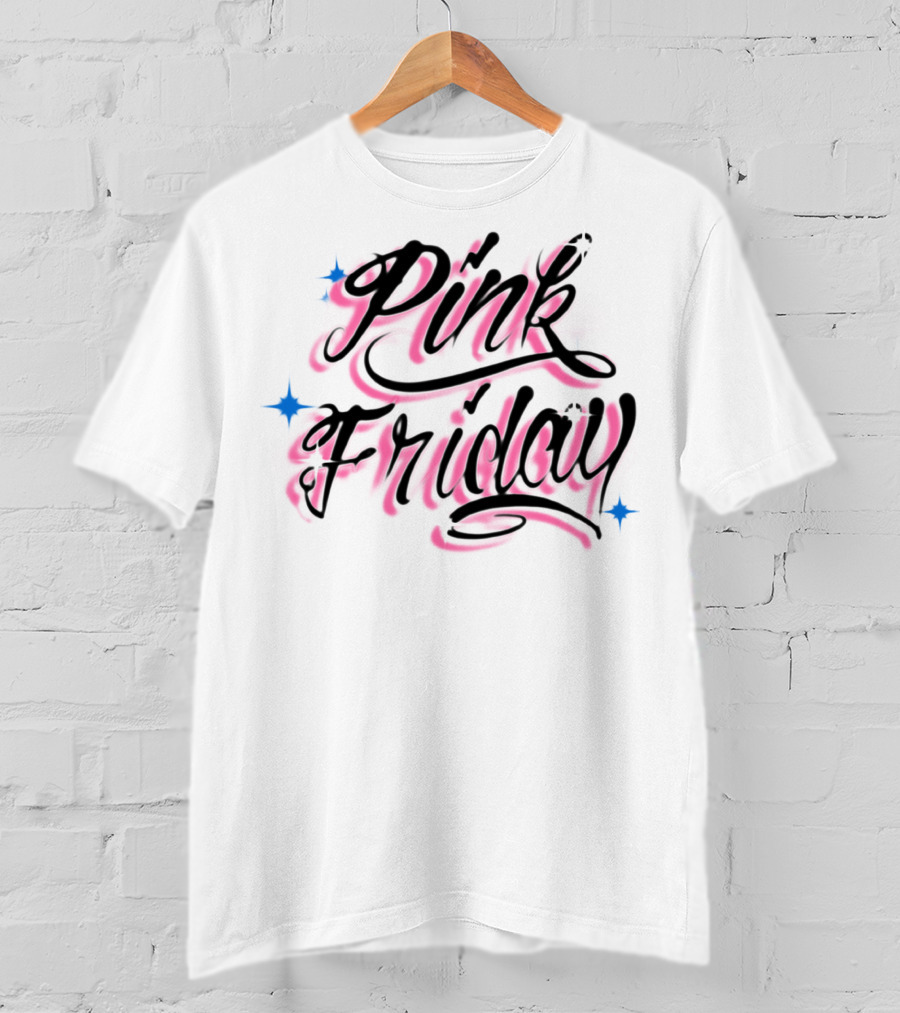 Pink Friday Retro Script With Star Accents T-Shirt
