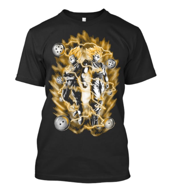 Dragon Ball Z Super Saiyan Goku X Vegeta SSJ2 With Dragon Balls T-Shirt