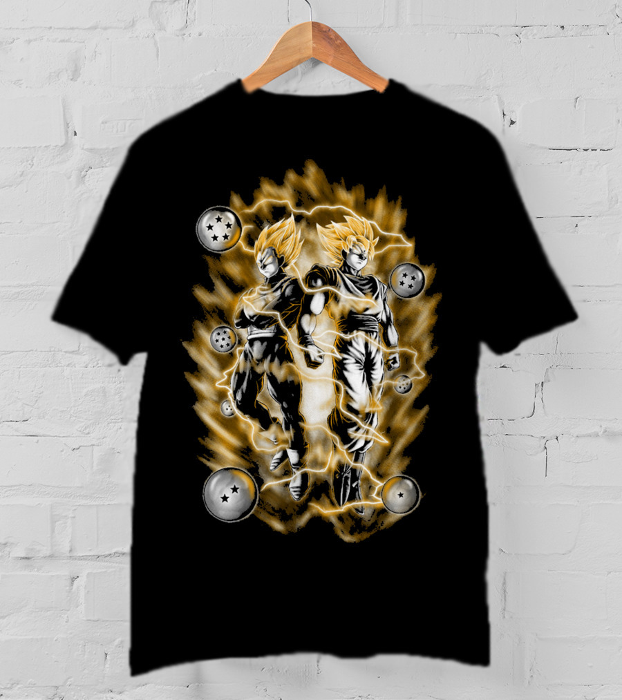 Dragon Ball Z Super Saiyan Goku X Vegeta SSJ2 With Dragon Balls T-Shirt