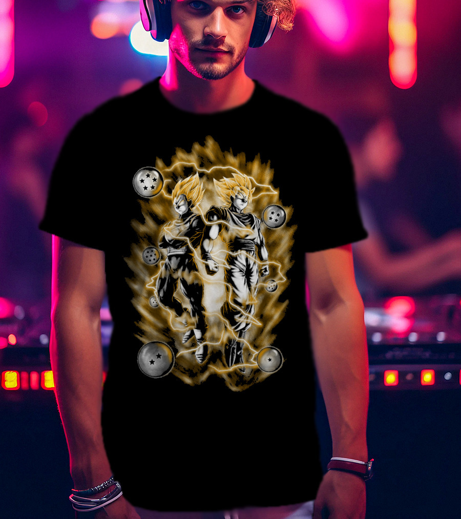 Dragon Ball Z Super Saiyan Goku X Vegeta SSJ2 With Dragon Balls T-Shirt