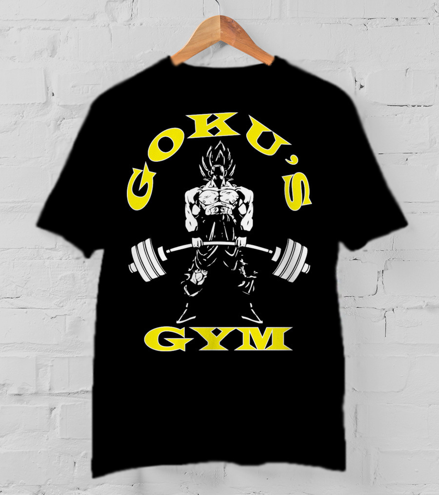 Goku's Gym Deadlift White And Yellow Power Lifting T-Shirt