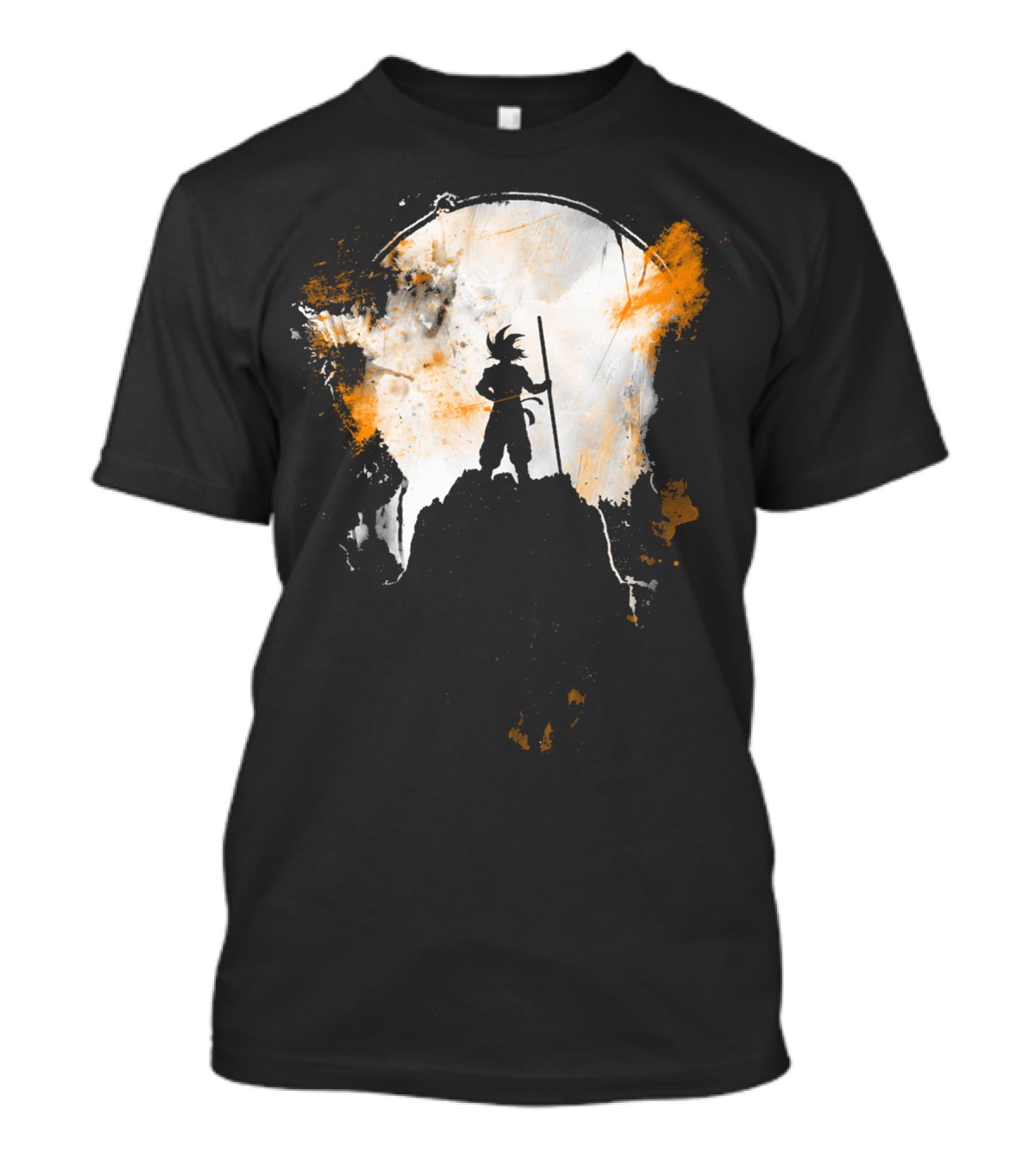 Grunge Moon Hero Dragon Warrior Silhouette Lunar Burst T-Shirt