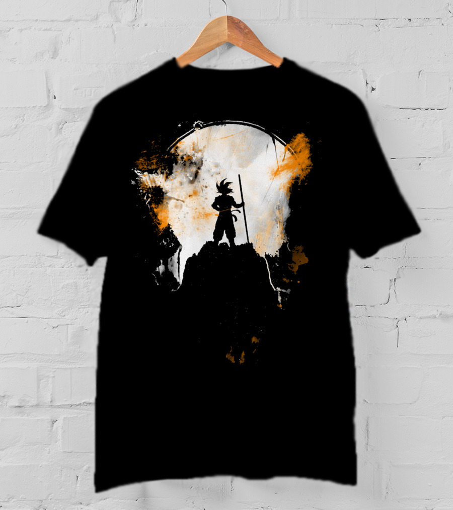 Grunge Moon Hero Dragon Warrior Silhouette Lunar Burst T-Shirt