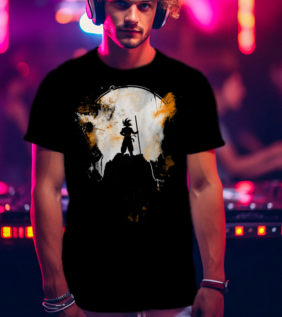 Grunge Moon Hero Dragon Warrior Silhouette Lunar Burst T-Shirt