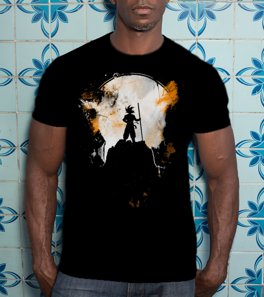 Grunge Moon Hero Dragon Warrior Silhouette Lunar Burst T-Shirt
