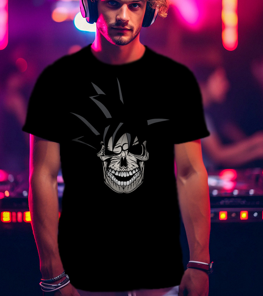 Krazy Saiyan Skull With Spiked Hair T-Shirt
