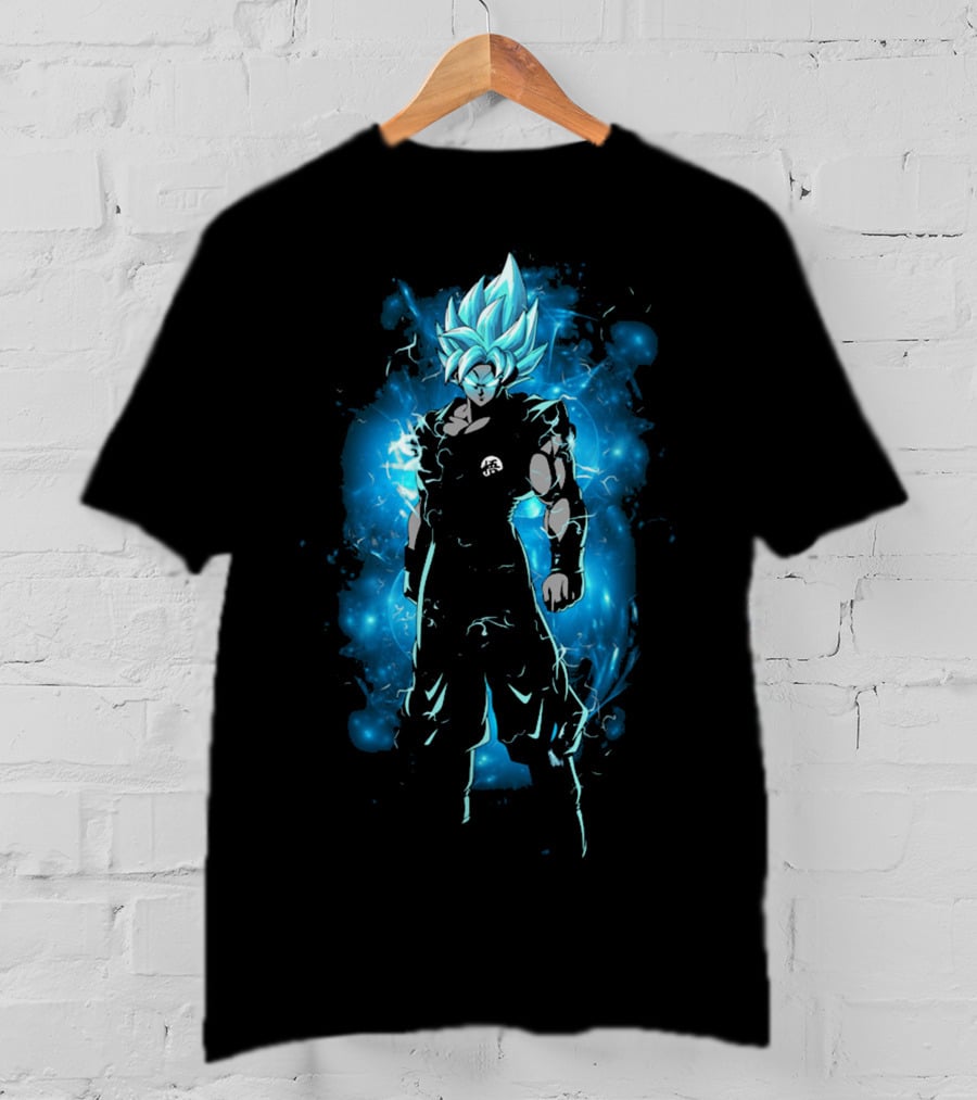 Legendary Blue Aura Warrior With Electric Hair And Black Suit T-Shirt