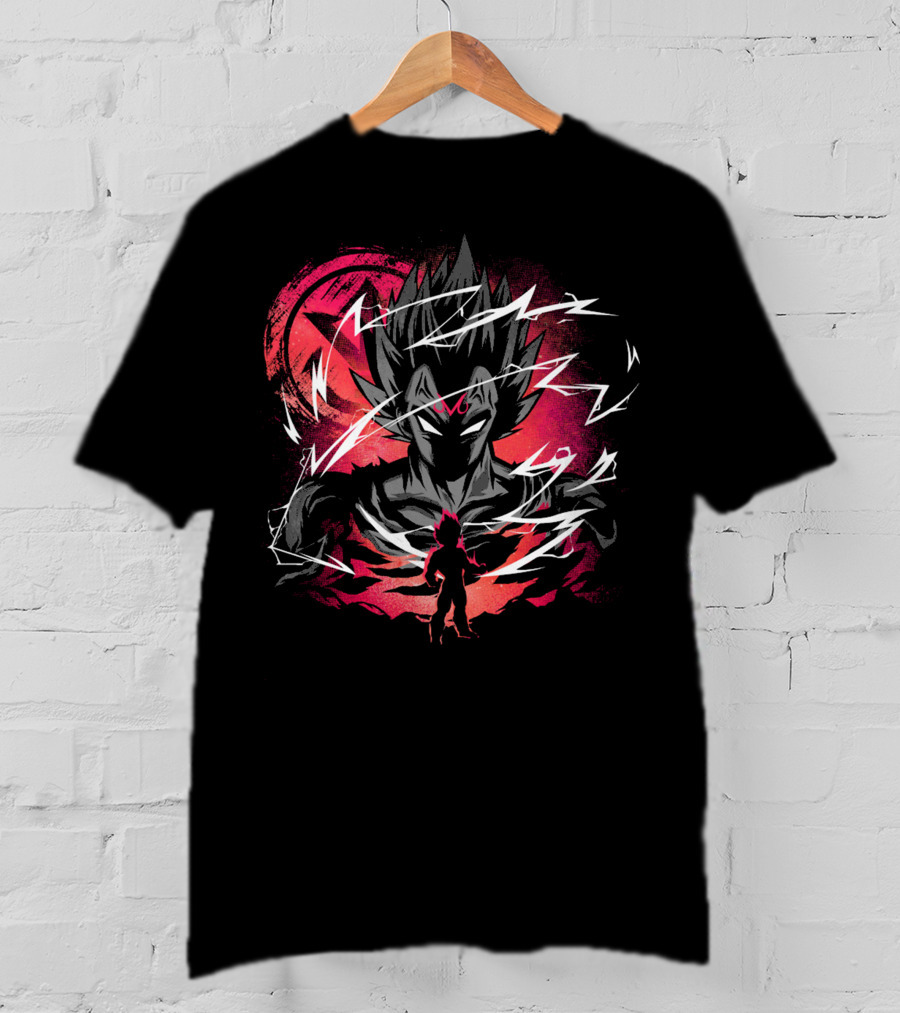 Majin Saiyan Prince Power Surge With Red Aura And Lightning T-Shirt