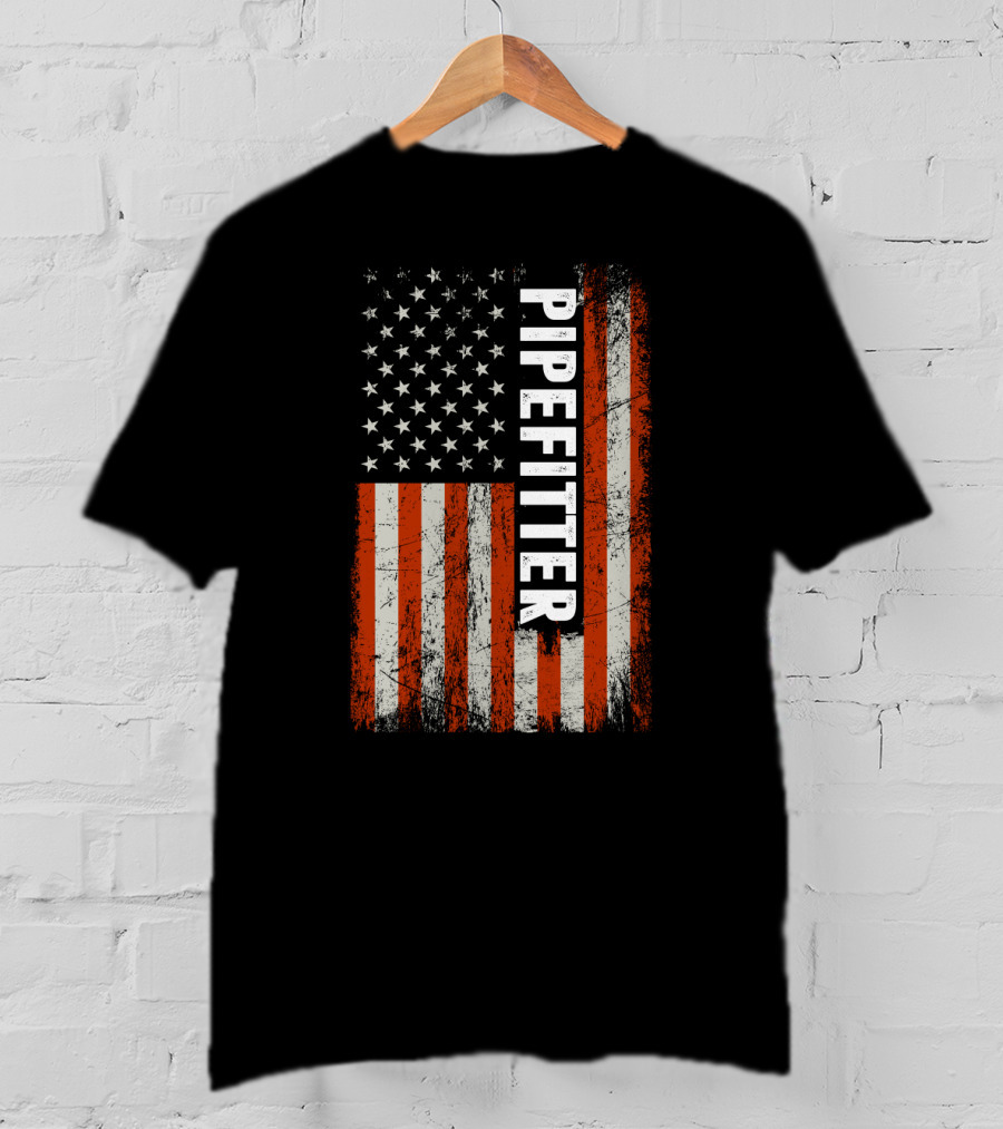 American Flag Pipefitter Patriotic T-Shirt